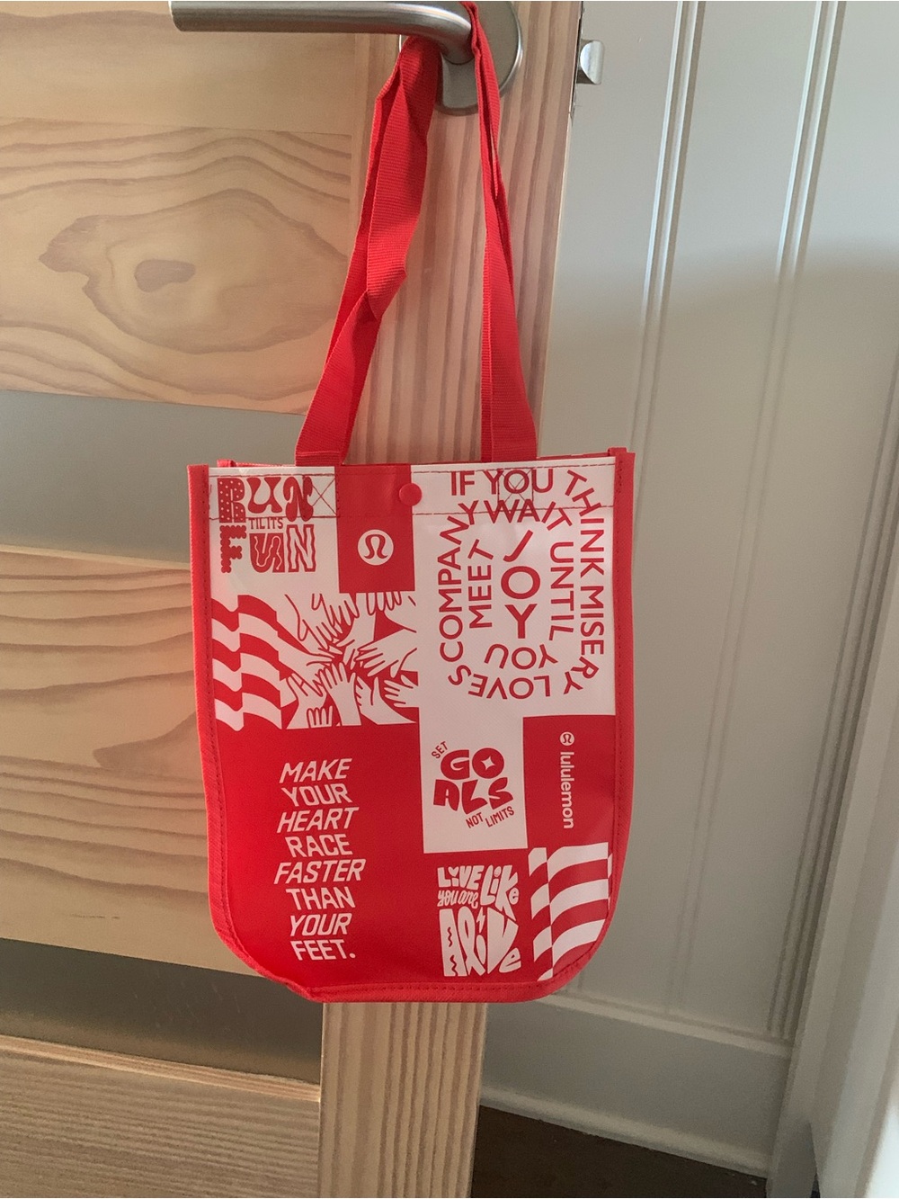 lululemon athletica Red and White Graphic Tote
